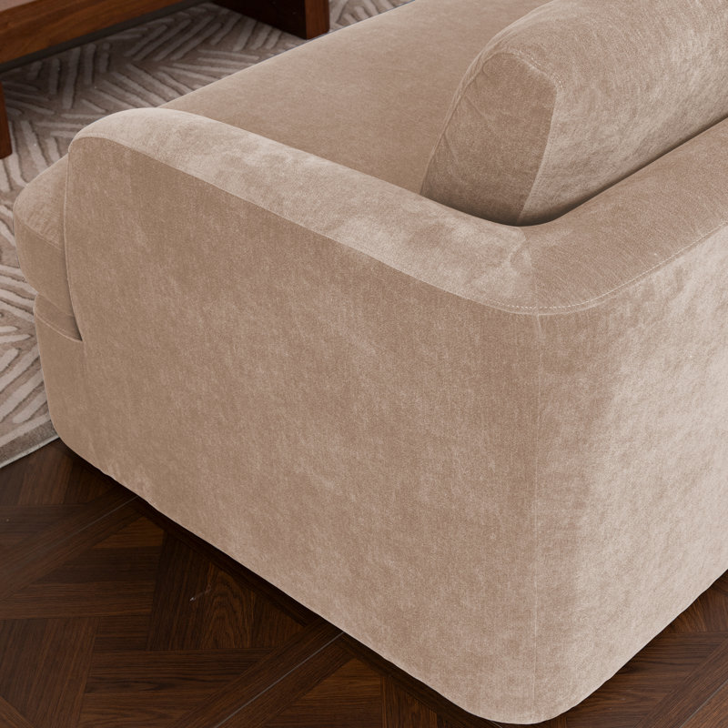  Ensemble de 2 fauteuils en velours Alameda, Velours grès, Face à la gauche
