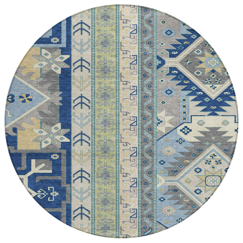 Tapis bleu lavable intérieur / extérieur Solara , 8 pi x 8 pi