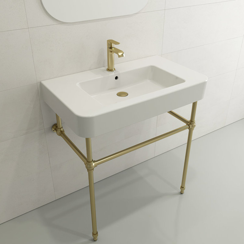 Parma 33.27'' L Bathroom Sink, Single-Hole, White