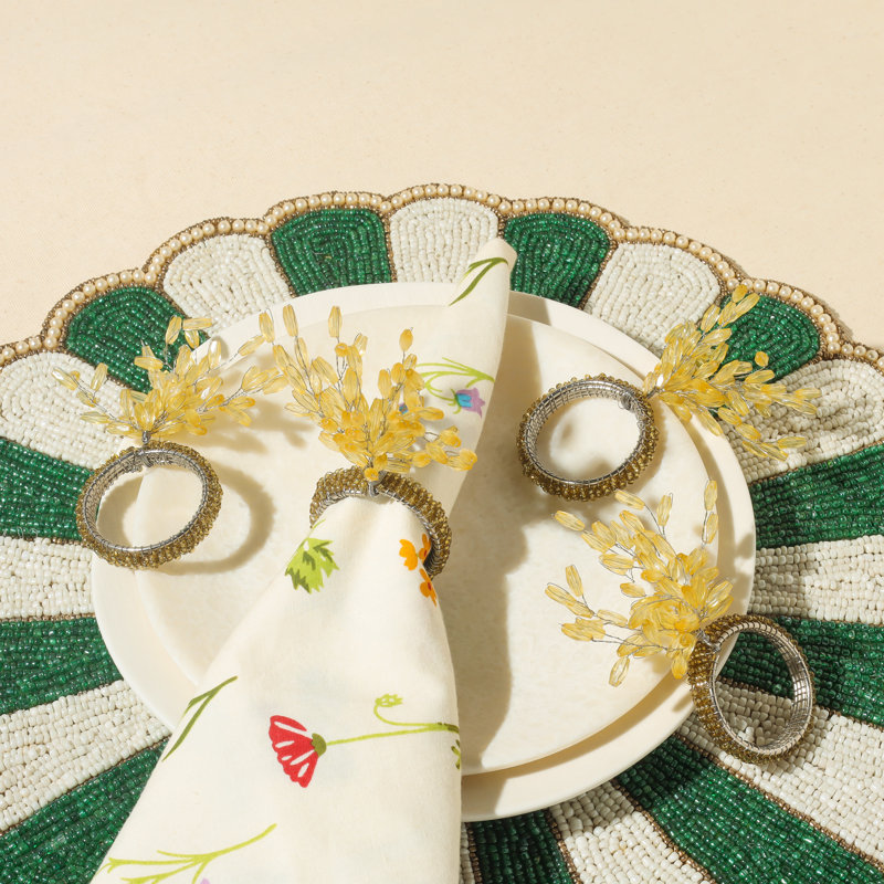 Rond de serviette doré Floraison
