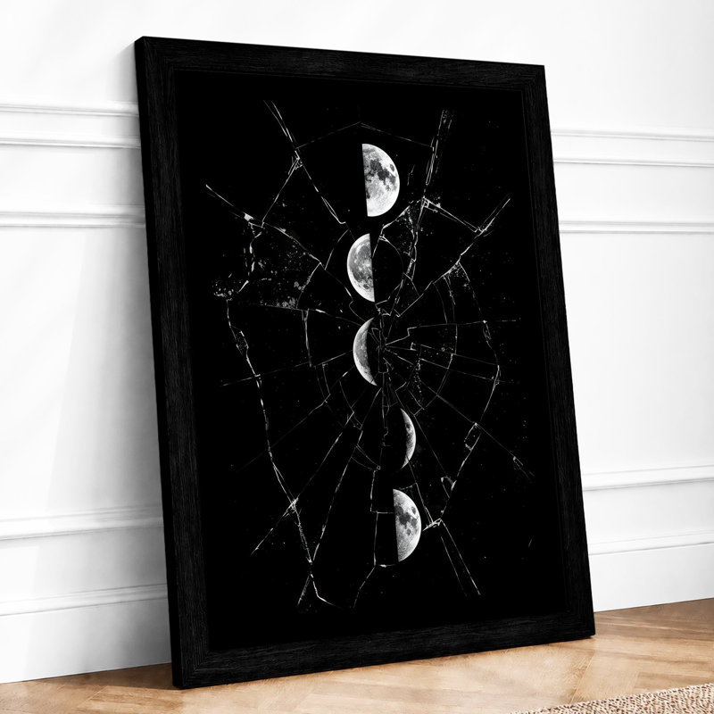 Lunar Branches Japandi - Framed Print, Black, A3 - 42.0 x 29.7 cm