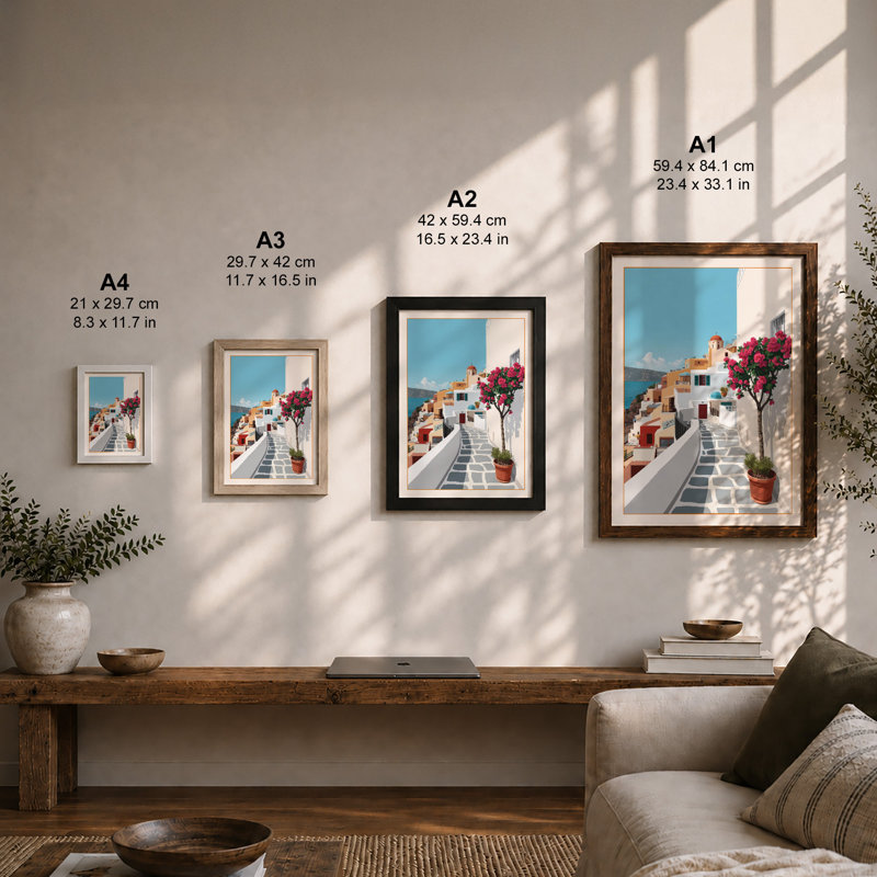 Mediterranean Seaside Village Coastal - Print, Unframed, A4 - 29.7 x 21.0 cm