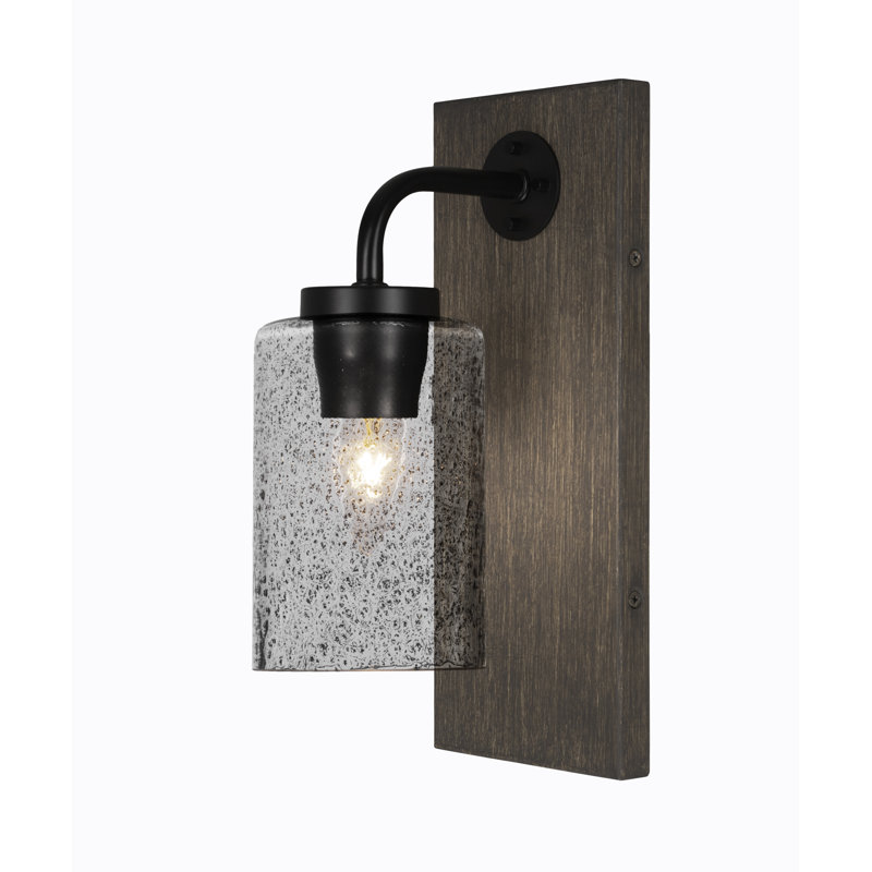 Oxbridge Wall Sconce Shown In Metal Finish With 4" Smoke Bubble Glass, Matte Black/Gray