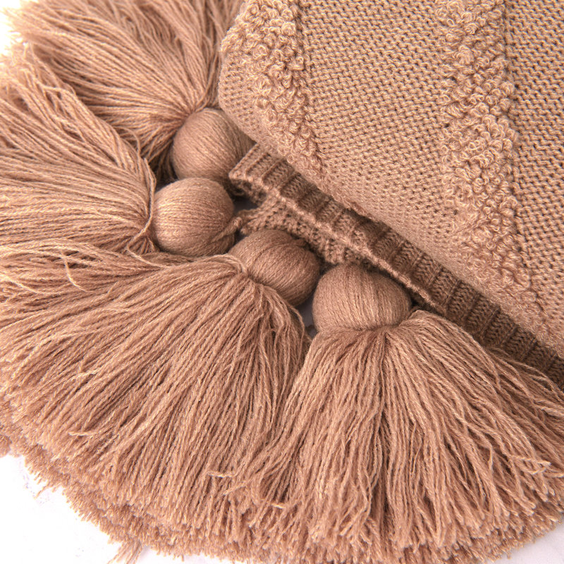 Knitted Throw Blanket, Taupe