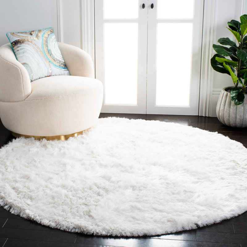 Morrell Hand Tufted Shag Solid Color Area Rug, Rond 6 pi
