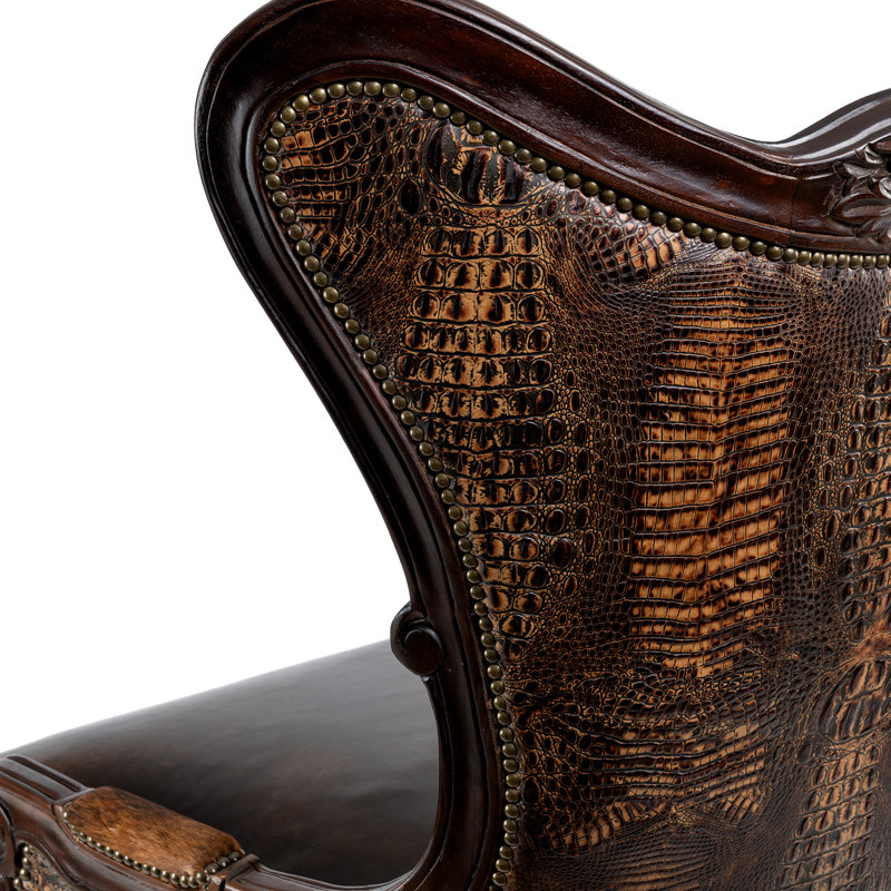 Antoinette Club Chair, Dark Brown/Light Brown Genuine Leather