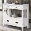 Table basse en pin antique blanc antique - Rangement spacieux, assemblage facile pour le vestibule et la chambre à coucher-1581406924