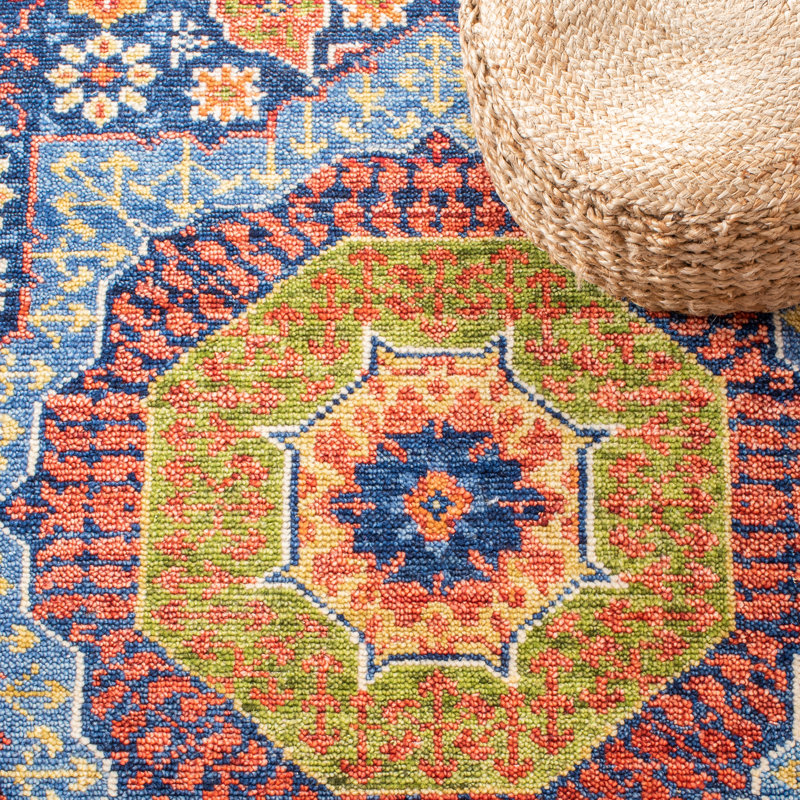 Hand Knotted Wool And Cotton Southwestern Rug, Rectangle 6' x 9'