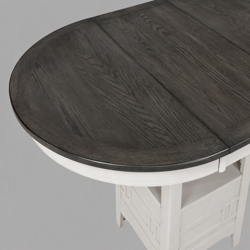 Table de salle à manger à rallonge de table de salle à manger extensible de 18 po à 1 table à hauteur de comptoir en bois à deux tons avec finition gris craie
