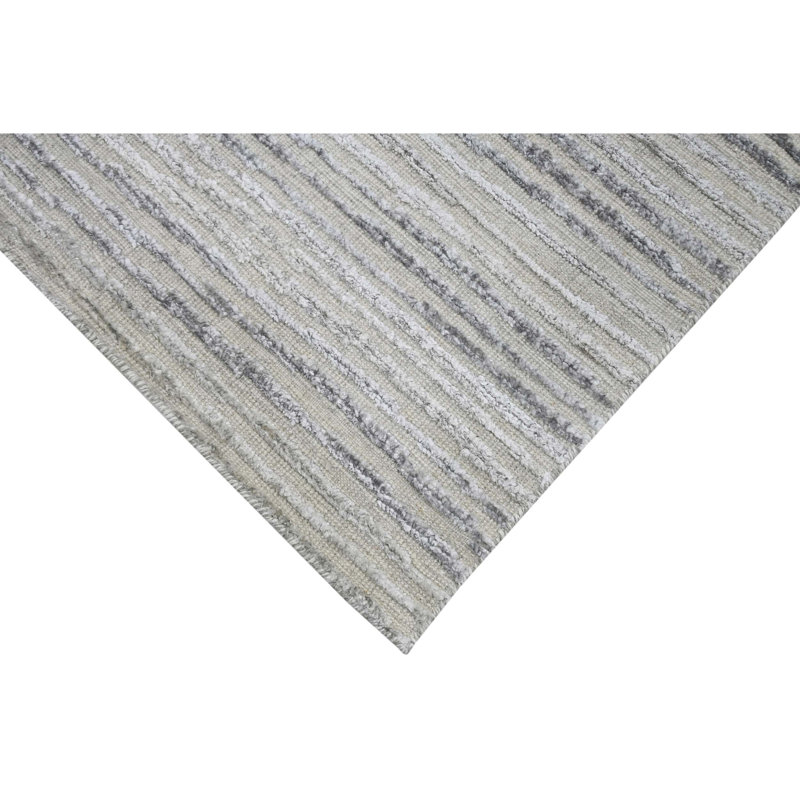 Striped Area Rug in Silver And Grey, Rectangle 9' x 12'