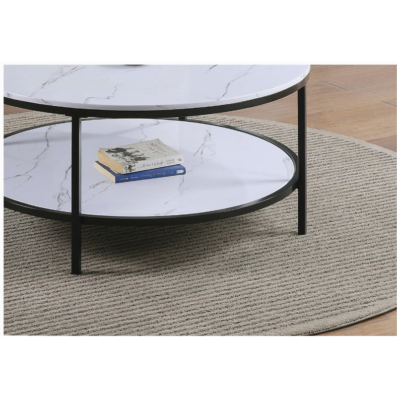 Table basse ronde moderne en marbre avec étagère de rangement 1 pièce