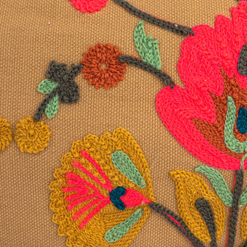 Lit rond rond en coton et sherpa avec housse amovible, Rose / taupe