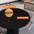 39.4" Japandi Style Round Wood Dining Table Black Seats 2-4 People