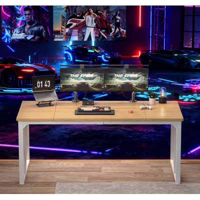Computer Desk 70×30.7 Inch Gaming Desk With Deeper & Thicker Desktop, Office Desk Work Desk For Home Office, Natural