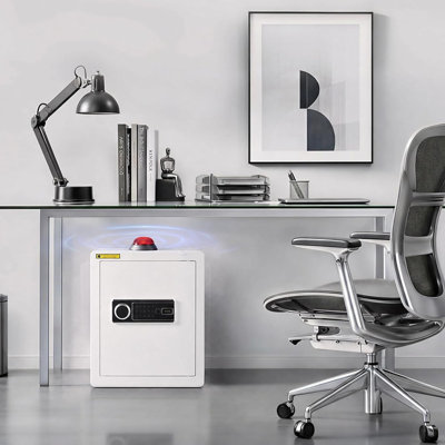 Coffre-fort biométrique à empreintes digitales de 2 pi³, armoire de sécurité en acier allié avec éclairage DEL, étagère amovible, double alarme et sac ignifugé pour la maison, le bureau ou l'hôtel.