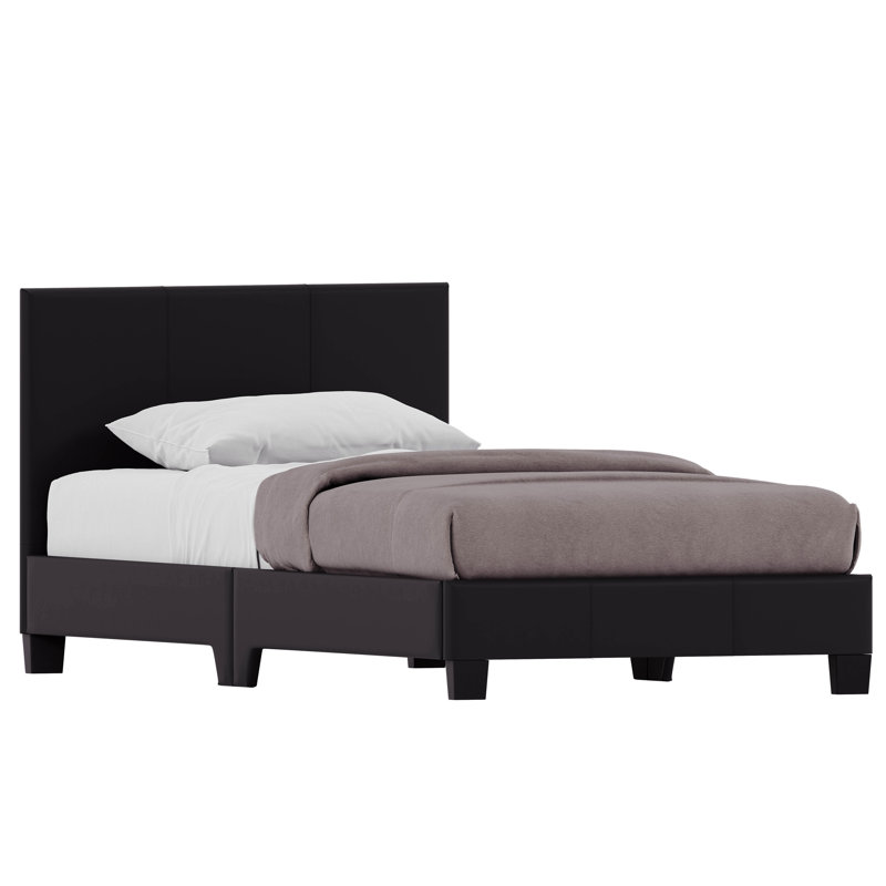 Scipio Upholstered Faux Leather Bed, UKFR Certified, Single (3'), Black