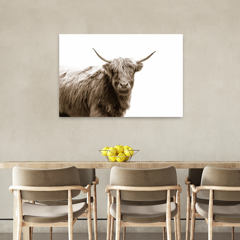 Highland Portrait, art de portrait de vache contemporain, H 36 po x l 24 po