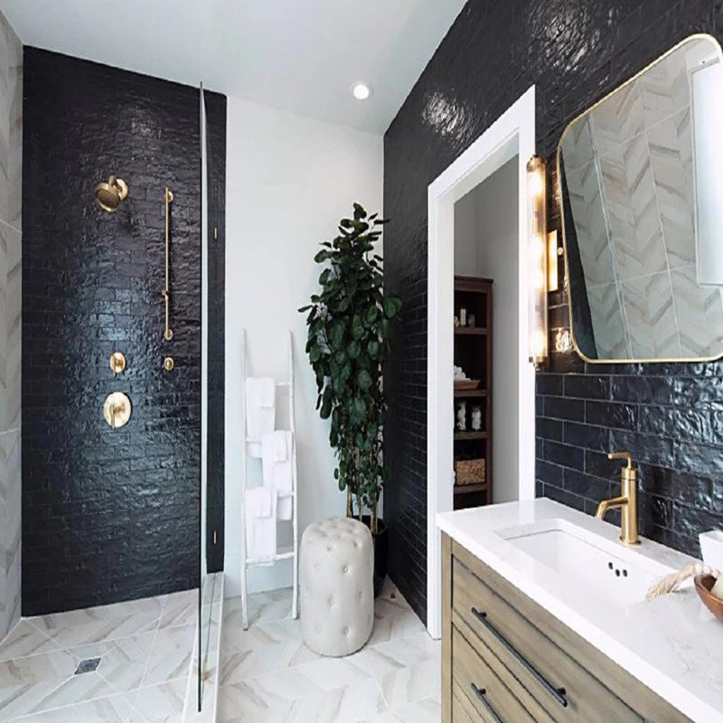 Mallorca 8" x 2.5" Ceramic Subway Tile, Black