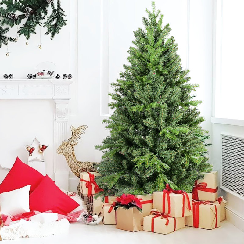 Arbre de 5 pi, 756 pointes en PE +, centre de table de Noël pleine longueur, branches à charnières pour une installation rapide, support en métal, arbre de Noël à espace réduit, et réaliste, assemblage facile, lourd