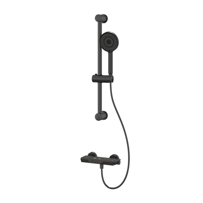 Barre de douche en aluminium 22,8 po avec 2 jets gris et bronze industriel