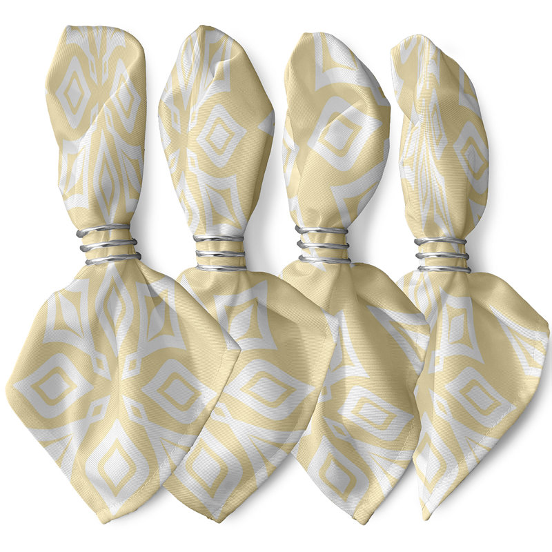Cholena Polyester Floral Square Napkin, Yellow