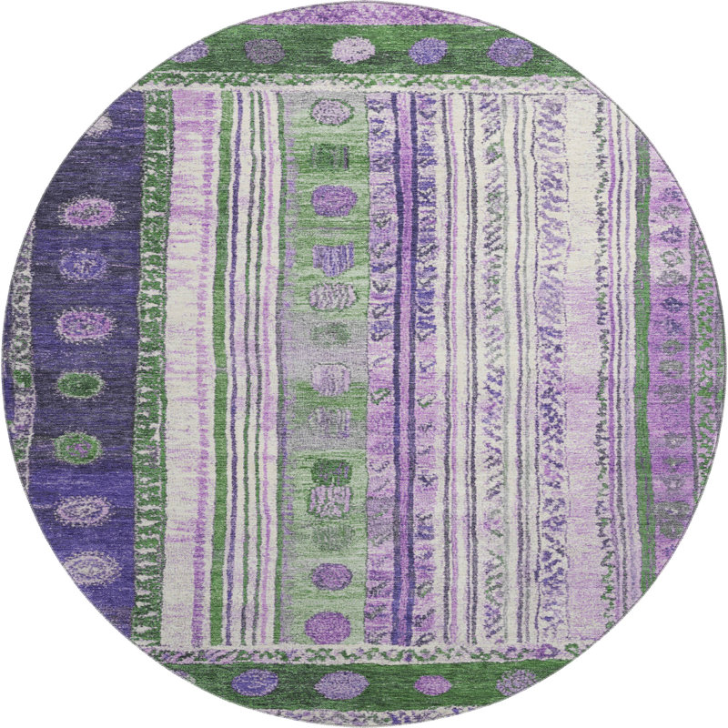 Premium Machine Washable Millbrook AMF1963 Stripes Rug, Round 8'