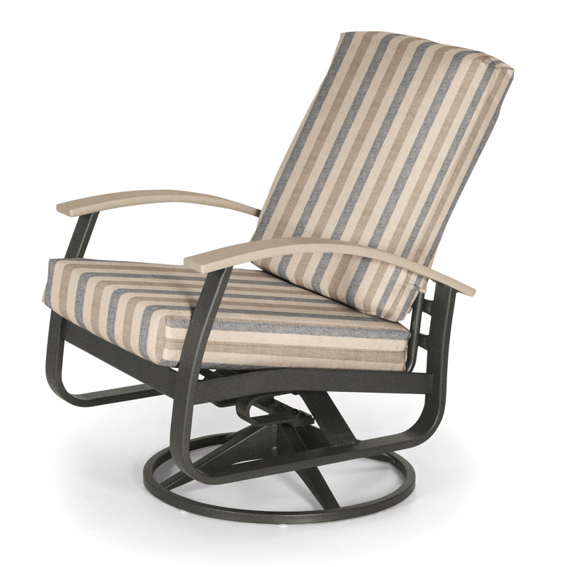 Chaise de patio pivotante avec coussin Askar, Spectre indigo Sunbrella®, Graphite texturé, Désert P60