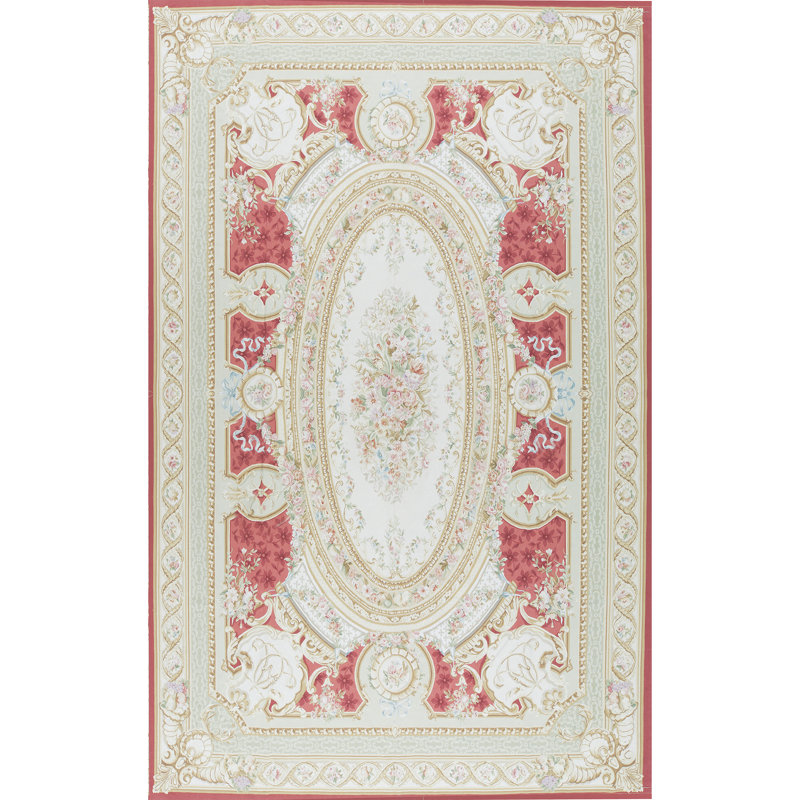 Tapis rouge et vert noué à la main de haute qualité
