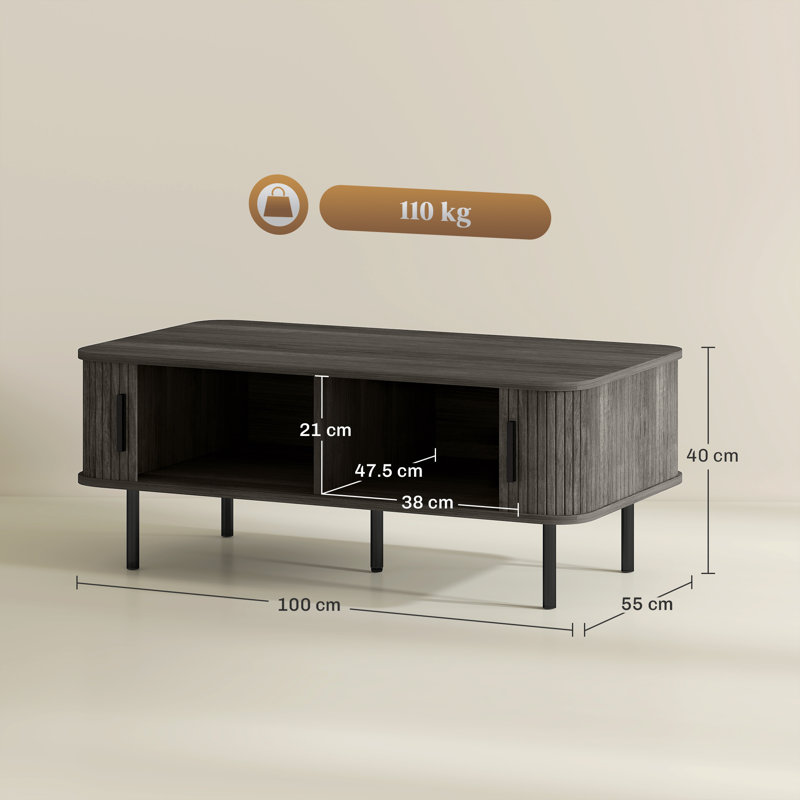 Coffee Table with Storage, Grey