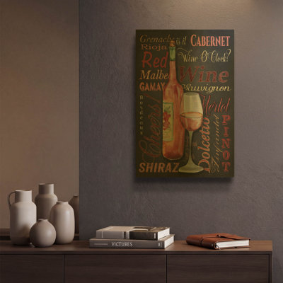 'Red Wine 2' By Jean Plout Gold Metal Wall Art, 12" x 16"