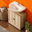 Armoire de meuble-lavabo sous le lavabo avec 2 portes et tablette réglable, chêne gris vieilli (sans lavabo de salle de bain)-1061404940