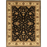 Hand-Knotted High-Quality Black and Cream Area Rug