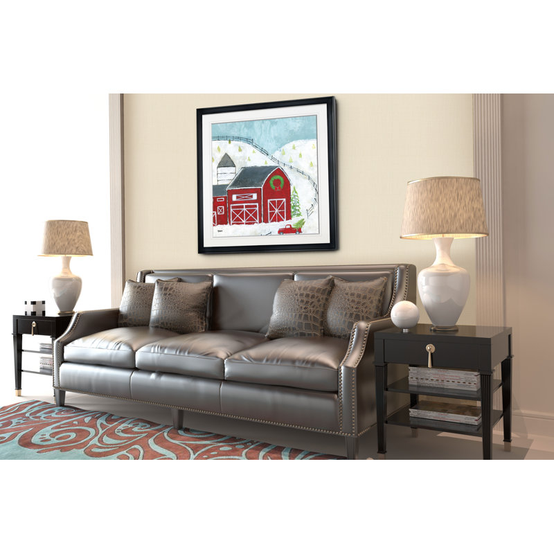 « christmas grange », peinture, H 16 po x l 16 po x P 1,5 po, Cadre noir