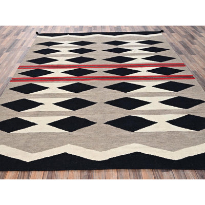 Tapis oriental tissé à la main 8 pi 2 po x 10 pi brun kaki, tissé à la main, 100% laine tissé à la main