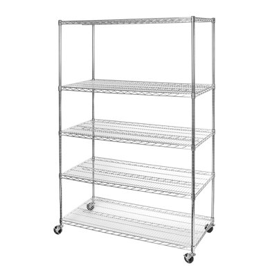 Durable 5-Tier NSF-Certified Steel Shelving with Wheels