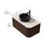 Meuble-lavabo flottant 36 po avec lavabo, armoire de rangement rayée à bord arrondi avec tiroir, lavabo rond en céramique noir pierre et plateau en pierre frittée blanc de Carrare, pré-assemblé, grain de bois noyer foncé-483837442-483837440-483837445