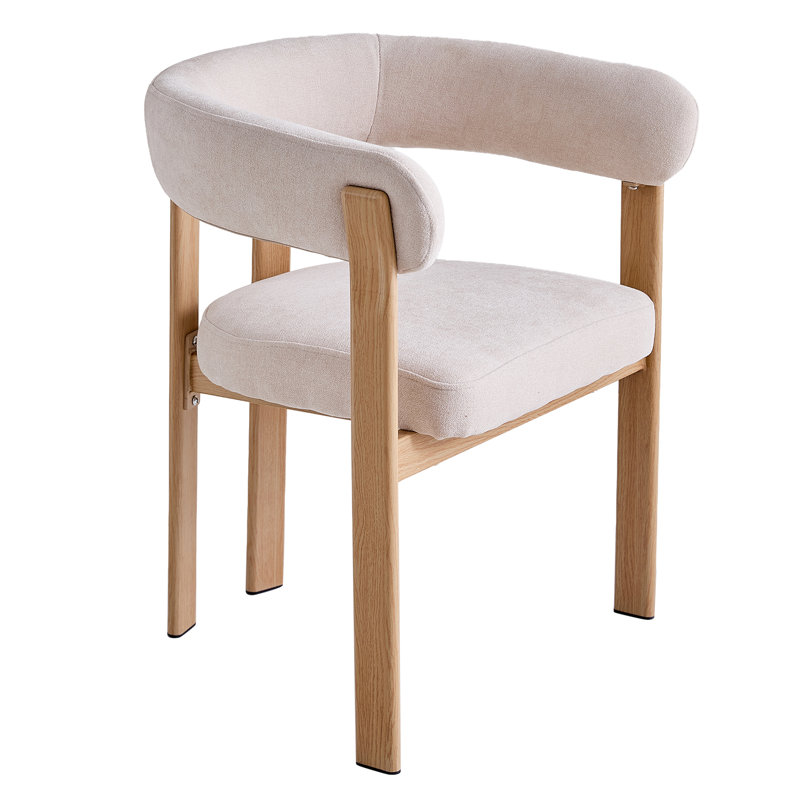 Upholstered Linen Blend Armchair, Beige, 1, Beige, Light brown