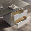 Bureau gris / blanc fritté rectangulaire + bois manufacturé + acier inoxydable avec bureau à 3 tiroirs-1141999245-1141999246