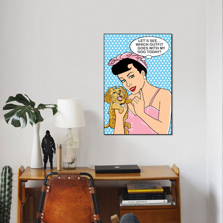 «Quelle tenue va avec mon chien? Impression sur toile, H 18 po x l 12 po x P 1,5 po, Toile tendue, Pas de tapis