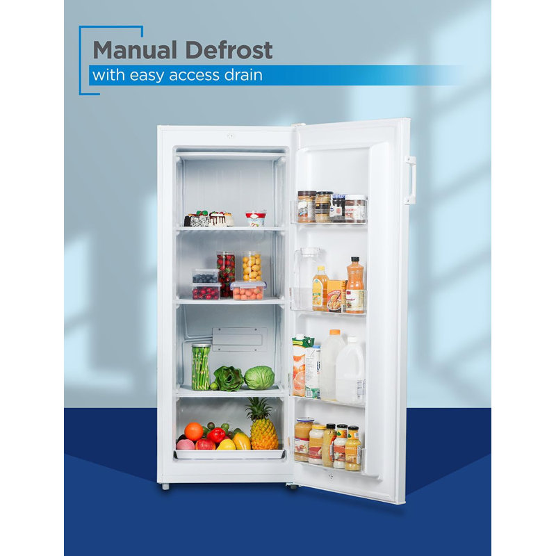 BLACK+DECKER 8.5 Cu. Ft. Upright Freezer, Stand Up Freezer with Mechanical Temperature Control, Freezer Upright with 3 Shelves and 4 Door Bins, Manual Defrost, R600a Refrigerant, BUF850LW, White