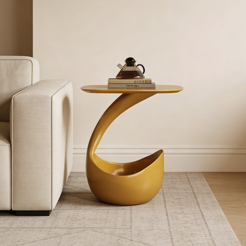 Table d'appoint de rangement multifonctionnelle jaune