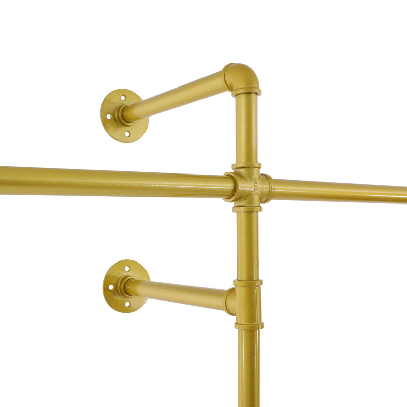 75.59Inch Wall Mounted Display Clothing Rack, Gold