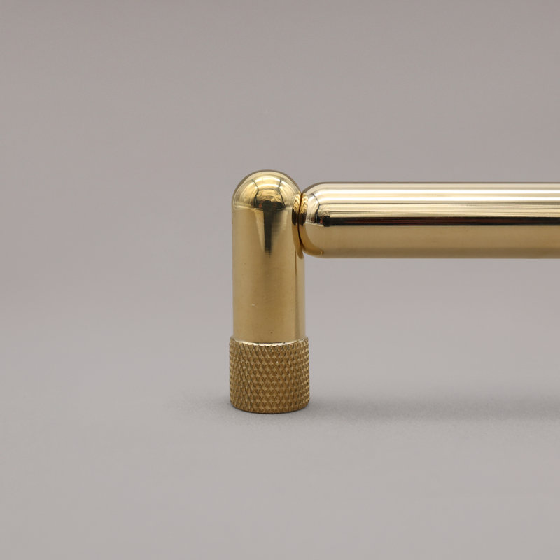 Poignée d'armoire moletée, 6", Unlacquered Brass