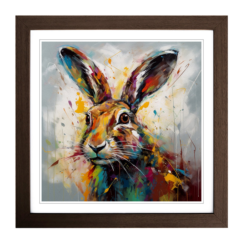 Hare Abstract No.2 - Single Picture Frame Print on Wood, Walnut