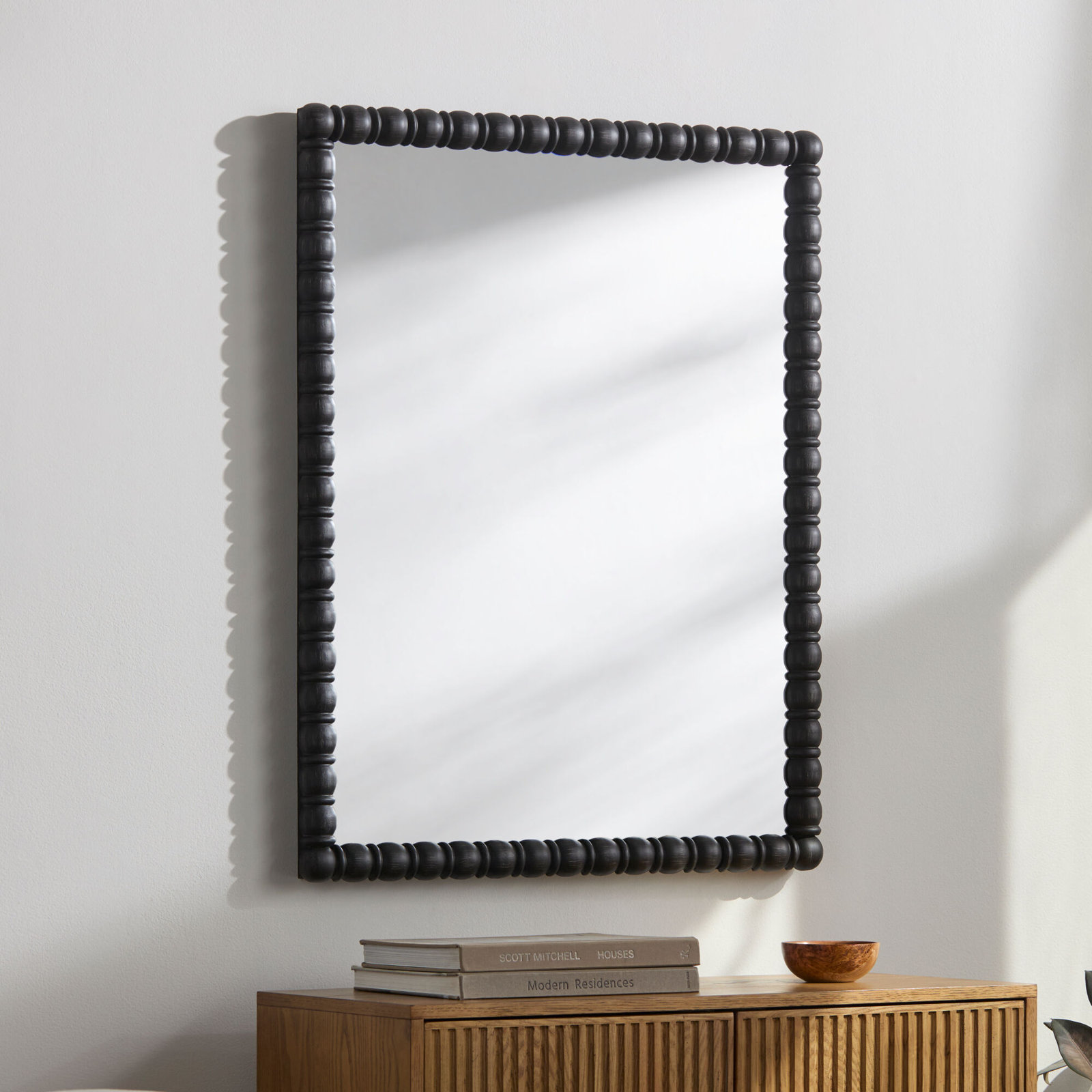 Karling Blair Pine Accent Mirror, 39" x 31", Black