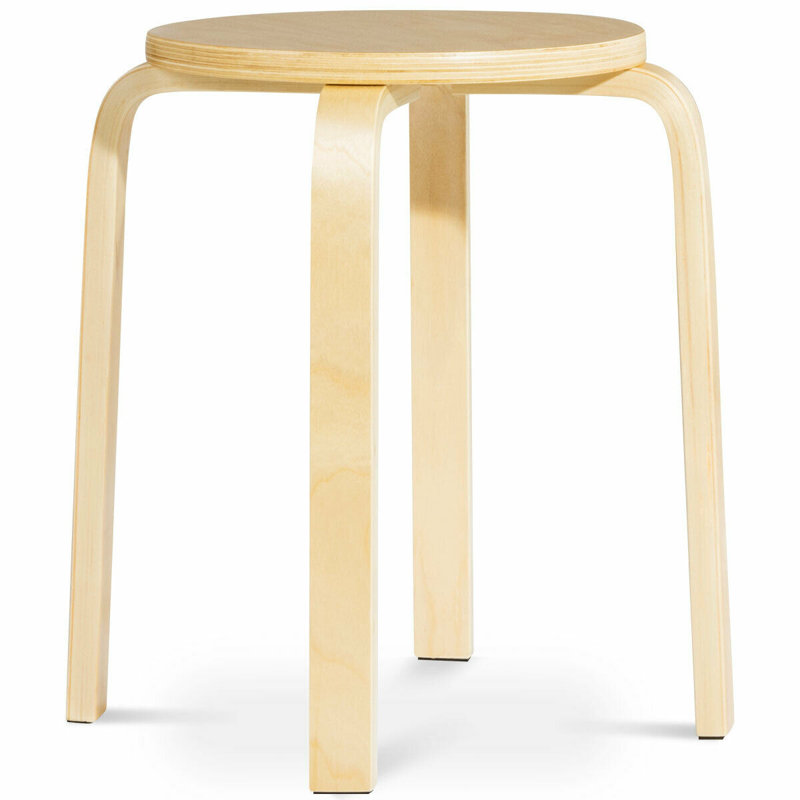 Altonia 18 Inch Stackable Bentwood Dining Chairs with Round Top,Set of 4, Natural