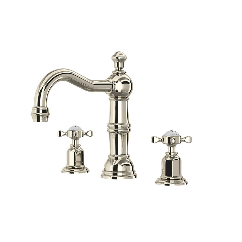 Edwardian™ Widespread Bathroom Faucet with Drain Assembly, Cross, Polished Nickel