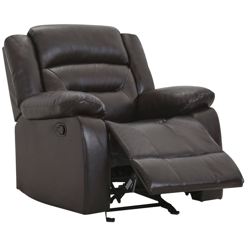 Fauteuil inclinable manuel standard en similicuir de 29 po de largeur, Similicuir brun