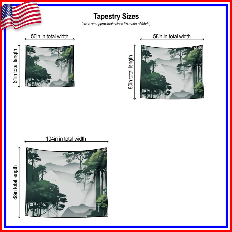 Tapisserie murale «Dense Forest Silhouette», 50 po H x 60 po L avec 4 œillets