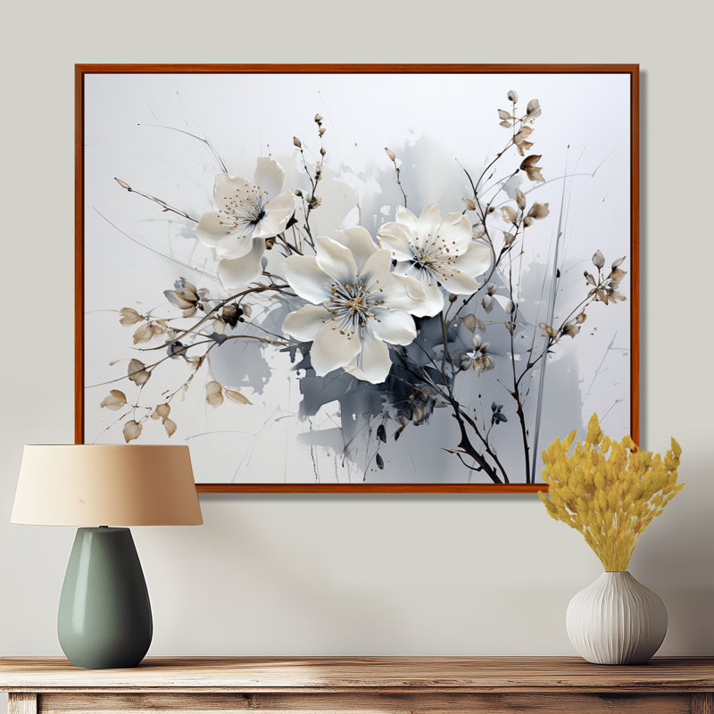 Art asiatique fleurs d'orchidées I - art asiatique, impressions encadrées, H 30 po x l 40 po, Cadre flottant brun